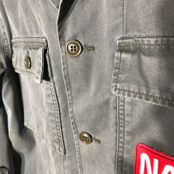 Lucky Brand Cotton Jacket NASA Patches Cargo Pockets Military Green Men’s sz M - Picture 13 of 16